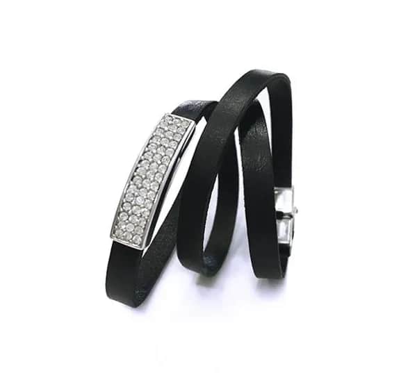 Lederarmband mit Zirkonia-Platte